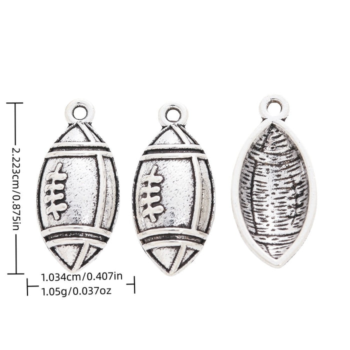 Antique Silver Zinc Alloy Football Charm Pendant for DIY Necklace Bracelet Jewelry Making