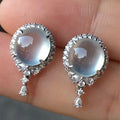 Elegant Cabochon Drop Earrings, Faux Moonlight Geometric Water Drop Stud Earrings For Women view 3