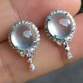 Elegant Cabochon Drop Earrings, Faux Moonlight Geometric Water Drop Stud Earrings For Women view 1