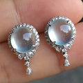 Elegant Cabochon Drop Earrings, Faux Moonlight Geometric Water Drop Stud Earrings For Women view 2