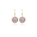 Elegant Round Shell Enamel Tulip Sunflower Cat Paw Pattern Alloy Drop Hook Earrings view 5