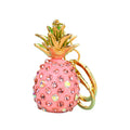 Jeweled Pineapple Keychain with Crystal Studs and Green Leaf Crown view 5