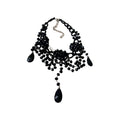 Dark Gothic Layered Faux Crystal Flower Beaded Tassel Clavicle Necklace view 5