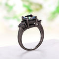 Colorful Three Stone Gun Black Crown Ring, Fashion Statement Finger Ring For Cross Border Jewelry view 3