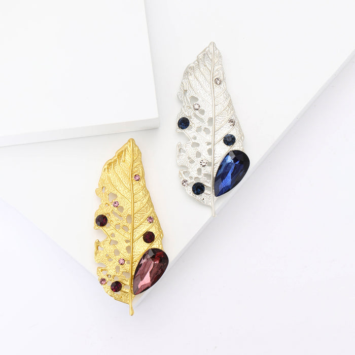 Alloy Rhinestone Leaf Insect Brooch Pin For Women's Shirts