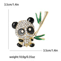 Alloy Rhinestone Panda Brooch With Bamboo For Unisex Clothing Decoration view 4