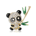 Alloy Rhinestone Panda Brooch With Bamboo For Unisex Clothing Decoration view 5