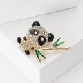 Alloy Rhinestone Panda Brooch With Bamboo For Unisex Clothing Decoration view 2