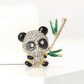 Alloy Rhinestone Panda Brooch With Bamboo For Unisex Clothing Decoration view 1