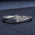 European American Micro Pave Women's Ring, Simple Swing Arm Design Zircon Engagement Finger Ring view 3