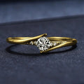 European American Micro Pave Women's Ring, Simple Swing Arm Design Zircon Engagement Finger Ring view 2