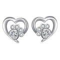 Trendy European Cute Cat Paw Stud Earrings Fresh Heart Fashion Earrings For Women view 1