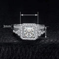 Fashion Geometric Square Couple Ring Set, Princess Style Bridal Wedding Matching Rings For Lovers view 4