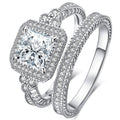 Fashion Geometric Square Couple Ring Set, Princess Style Bridal Wedding Matching Rings For Lovers view 1