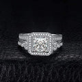 Fashion Geometric Square Couple Ring Set, Princess Style Bridal Wedding Matching Rings For Lovers view 2