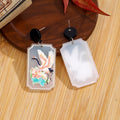 Women's Ethnic Vintage Chinese Style Acrylic Crane Koi Maple Lotus Square Drop Dangle Earrings view 3