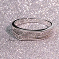 European American Double Layer Staggered Micro Pave Simulated Gemstone Index Finger Ring For Women view 4