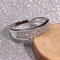 European American Double Layer Staggered Micro Pave Simulated Gemstone Index Finger Ring For Women view 2