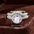 New European American Geometric Round Couple Ring Set Classic Bridal Wedding Ring For Women view 4