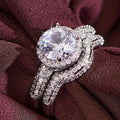 New European American Geometric Round Couple Ring Set Classic Bridal Wedding Ring For Women view 1