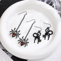 Luxury Black Spider And Cat Halloween Alloy Rhinestone Crystal Long Tassel Dangle Drop Earrings view 1