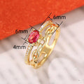 Korean Light Luxury Double Layer Ring With Chain Hollow Geometric Design Fashion Finger Jewelry view 4