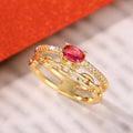 Korean Light Luxury Double Layer Ring With Chain Hollow Geometric Design Fashion Finger Jewelry view 1
