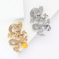 Alloy Enamel Rhinestone Chinese Dragon Brooch For Men's Formal Apparel view 1