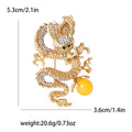 Alloy Enamel Rhinestone Chinese Dragon Brooch For Men's Formal Apparel view 6