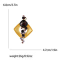 Matte Gold Alloy Rhinestone Square Brooch Pin For Women Apparel view 4