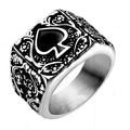 European Creative Spade Heart Ring Hip Hop Poker Vintage Unisex Statement Finger Ring view 5