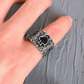 European Creative Spade Heart Ring Hip Hop Poker Vintage Unisex Statement Finger Ring view 3