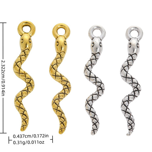 Vintage Alloy Snake Pendant Charm For DIY Jewelry Accessories And Bracelet Making