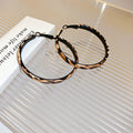 Chic Leopard Print Faux Leather Geometric Round Hoop Earrings With Silver Pin For Women view 3