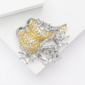 Copper Zircon Magpie Brooch Pin For Elegant Women Clothing view 3