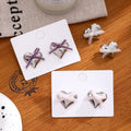 Elegant Silver Alloy Heart Stud Earrings With Sweet Ribbon Bow Detail For Women Summer Fashion Earrings view 1