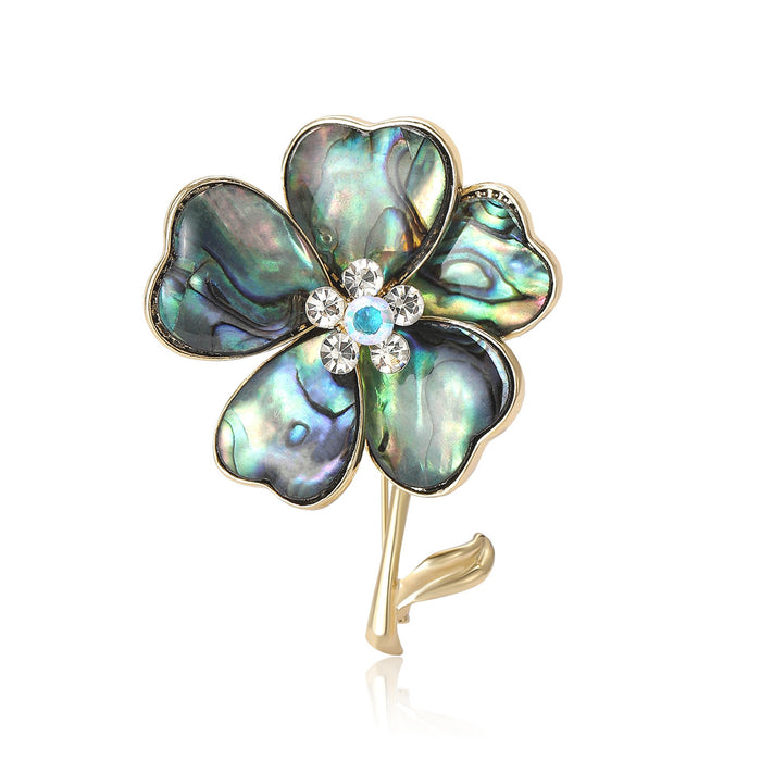 Alloy Shell Flower Brooch Pin For Elegant Suit And Shirt Decor