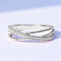 Cross Design Micro Pave Line Finger Ring, Fashion Index Ring For Women Trendy Jewelry Accessory view 5