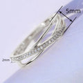 Cross Design Micro Pave Line Finger Ring, Fashion Index Ring For Women Trendy Jewelry Accessory view 4