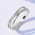 Cross Design Micro Pave Line Finger Ring, Fashion Index Ring For Women Trendy Jewelry Accessory view 1