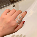 European Light Luxury Micro Pave Star Ring Multi Layer Wrap Geometric Statement Jewelry view 3