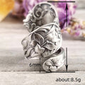 Vintage Open Peony Flower Ring For Women, Simple Fashion Antique Finish Floral Finger Jewelry view 5