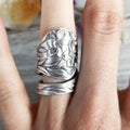 Vintage Open Peony Flower Ring For Women, Simple Fashion Antique Finish Floral Finger Jewelry view 2
