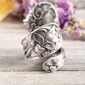 Vintage Open Peony Flower Ring For Women, Simple Fashion Antique Finish Floral Finger Jewelry view 3