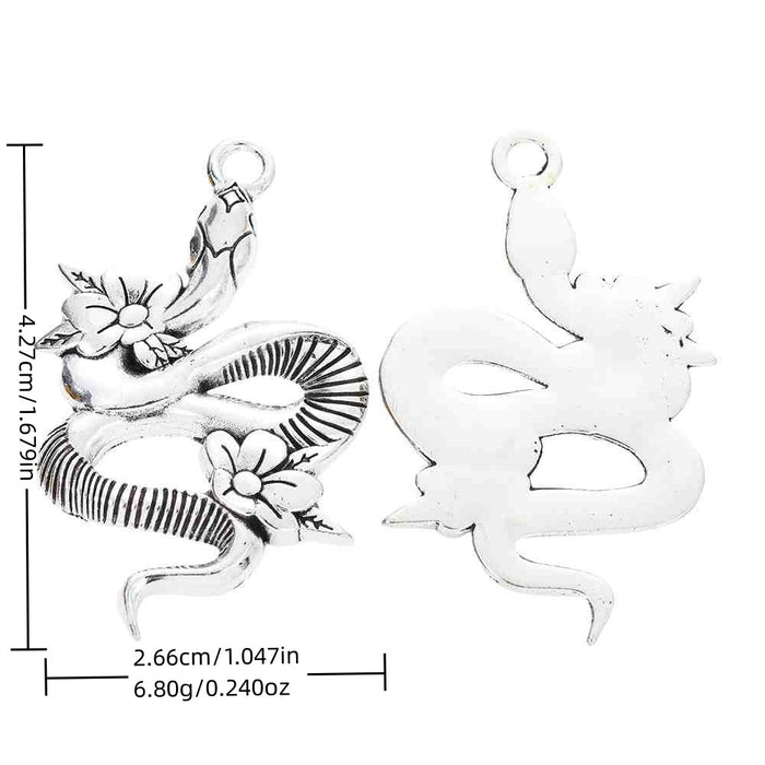 Antique Silver Zinc Alloy Snake Flower Charm Pendant for DIY Necklace Bracelet Jewelry Making