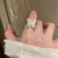 Gold Plated Faux Pearl Enamel Butterfly Ring For Women view 4