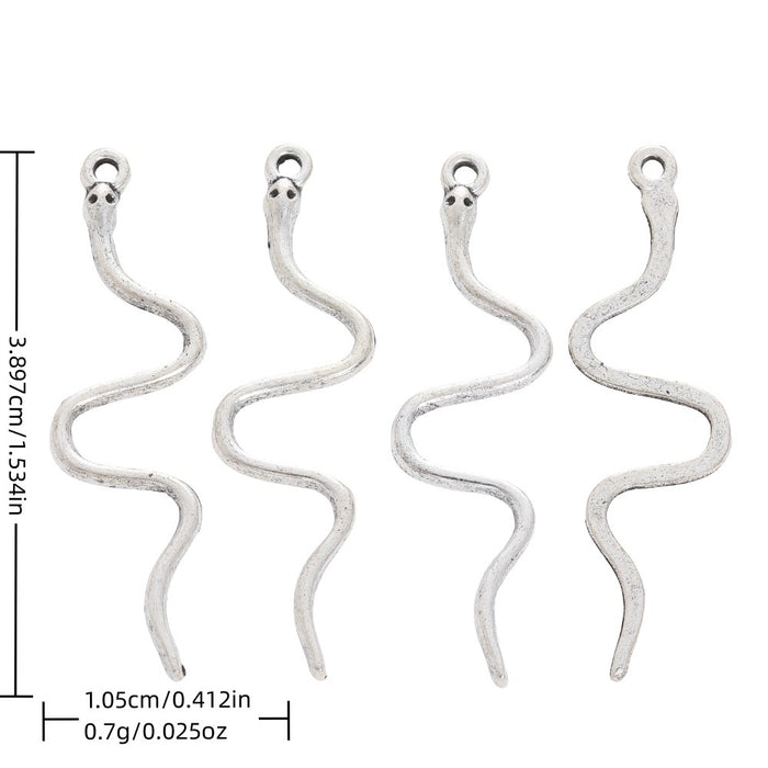 Antique Silver Zinc Alloy Snake Charm Pendant No.038181 for DIY Necklace Bracelet Jewelry Making