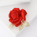 Copper Zircon Rose Flower Brooch Pin For Women's Suits view 2