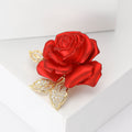 Copper Zircon Rose Flower Brooch Pin For Women's Suits view 3