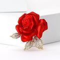 Copper Zircon Rose Flower Brooch Pin For Women's Suits view 1